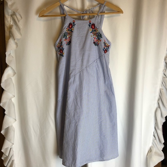 Girls striped dress with floral details - Picture 1 of 4